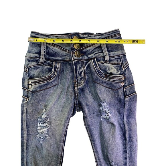Always Friday Women's Distressed Jeans 3 Button Stretch Waist Size 0 Pants - Picture 7 of 13
